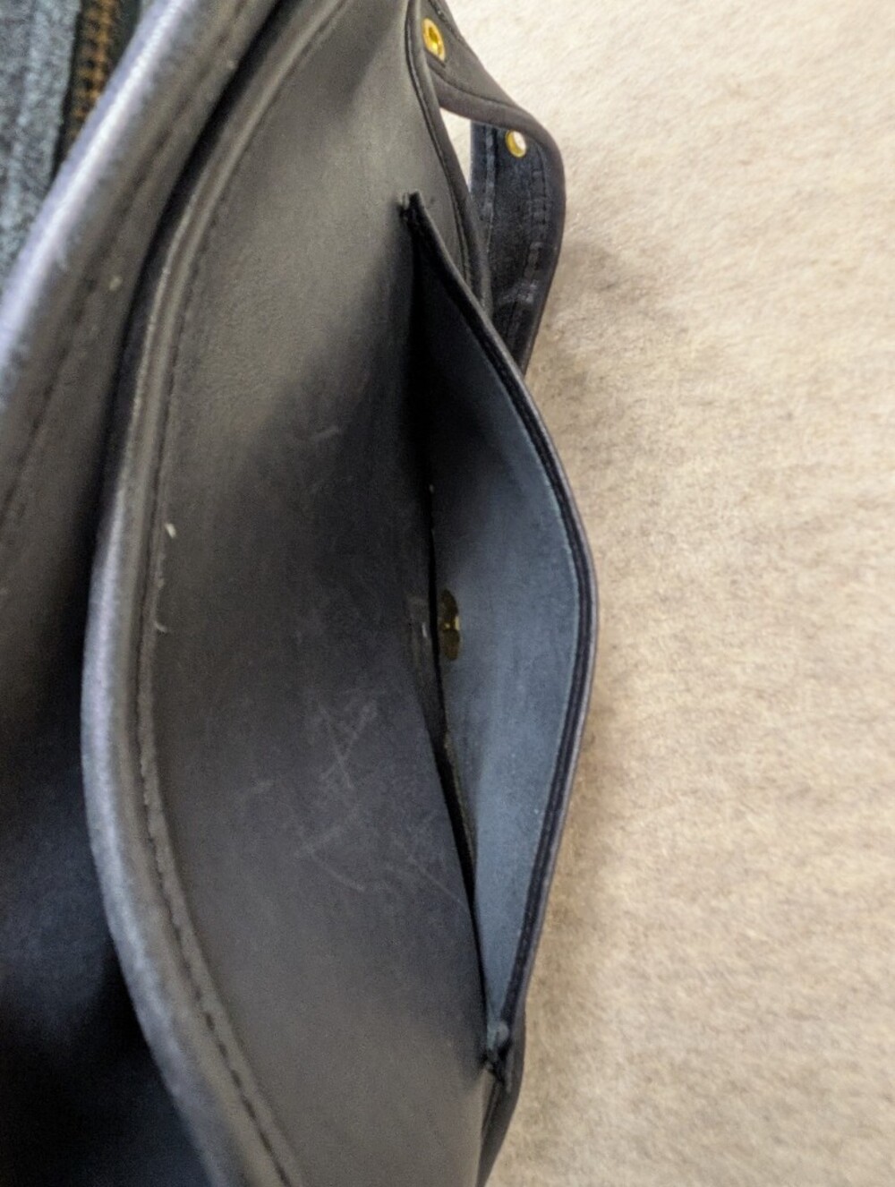Vintage COACH Stunning Slate Gray Leather Stewardess Messanger Bag Purse Brass - Picture 14 of 14